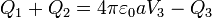 Q_1+Q_2=4\pi\varepsilon_0aV_3-Q_3