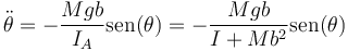 \ddot{\theta}=-\frac{Mgb}{I_A}\mathrm{sen}(\theta) = -\frac{Mgb}{I+Mb^2}\mathrm{sen}(\theta)