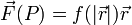 \vec{F}(P) = f(|\vec{r}|)\vec{r}
