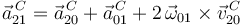 \vec{a}^{\, C}_{21}=\vec{a}^{\, C}_{20}+\vec{a}^{\, C}_{01}+2\,\vec{\omega}_{01}\times\vec{v}^{\, C}_{20}