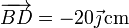 \overrightarrow{BD}=-20\vec{\jmath}\,\mathrm{cm}