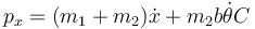 p_x = (m_1+m_2)\dot{x}+m_2b\dot{\theta}C