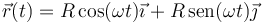 \vec{r}(t)=R\cos(\omega t)\vec{\imath} +R\,\mathrm{sen}(\omega t)\vec{\jmath}\,