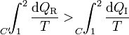 \int_{1\!\!\!\!\!\!\!\!\!\!\!\!\!C'}^2\frac{\mathrm{d}Q_\mathrm{R}}{T} >\  \int_{1\!\!\!\!\!\!\!\!\!\!\!\!C}^2\frac{\mathrm{d}Q_\mathrm{I}}{T}