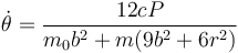 \dot{\theta}=\frac{12 c P}{m_0 b^2+ m(9 b^2+6r^2)}