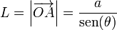 L = \left|\overrightarrow{OA}\right| = \frac{a}{\mathrm{sen}(\theta)}