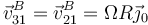 \vec{v}^B_{31}=\vec{v}^B_{21}=\Omega R\vec{\jmath}_0