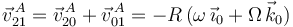 
\vec{v}^{\, A}_{21}=\vec{v}^{\, A}_{20}+\vec{v}^{\, A}_{01}=-R\,(\omega\,\vec{\imath}_0+\Omega\,\vec{k}_0)
