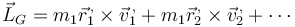 \vec{L}_G = m_1\vec{r}^{\,,}_1\times\vec{v}^{\,,}_1+m_1\vec{r}^{\,,}_2\times\vec{v}^{\,,}_2 + \cdots