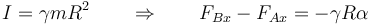 I=\gamma m R^2\qquad\Rightarrow\qquad F_{Bx}-F_{Ax}=-\gamma R\alpha