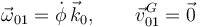 
\vec{\omega}_{01} = \dot{\phi}\,\vec{k}_0,
\qquad
\vec{v}_{01}^G = \vec{0}
