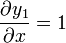 \frac{\partial y_1}{\partial x} = 1