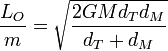 \frac{L_O}{m}=\sqrt{\frac{2GMd_Td_M}{d_T+d_M}}