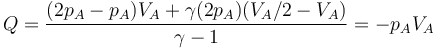 Q=\frac{(2p_A-p_A)V_A+\gamma (2p_A)(V_A/2-V_A)}{\gamma-1}=-p_AV_A