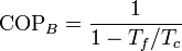 \mathrm{COP}_B=\frac{1}{1-T_f/T_c}