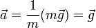 \vec{a}=\frac{1}{m}(m\vec{g}) = \vec{g}