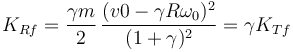 K_{Rf} = \frac{\gamma m}{2}\,\frac{(v0 - \gamma R \omega_0)^2}{(1 + \gamma)^2}=\gamma K_{Tf}