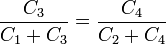 \dfrac{C_3}{C_1+C_3} = \dfrac{C_4}{C_2+C_4}