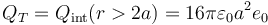 Q_T =Q_\mathrm{int}(r>2a)=16\pi\varepsilon_0a^2e_0