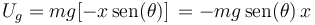 
U_g=mg[-x\,\mathrm{sen}(\theta)]\,=-mg\,\mathrm{sen}(\theta)\, x
