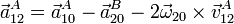 \vec{a}^A_{12}=\vec{a}^A_{10}-\vec{a}^B_{20}-2\vec{\omega}_{20}\times\vec{v}^A_{12}