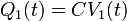 Q_1(t)=CV_1(t)\,