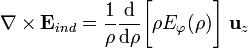 \nabla\times\mathbf{E}_{ind}=\frac{1}{\rho}\frac{\mathrm{d}}{\mathrm{d}\rho}\bigg[\rho E_\varphi (\rho)\bigg]\ \mathbf{u}_z