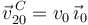 \vec{v}^{\, C}_{20}=v_0\,\vec{\imath}_{0}\,