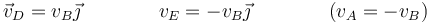 \vec{v}_D=v_B\vec{\jmath}\qquad\qquad v_E=-v_B\vec{\jmath}\qquad\qquad (v_A=-v_B)