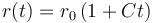 
r(t) = r_0\,(1+Ct)
