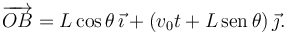 
\overrightarrow{OB} = L\cos\theta\,\vec{\imath} + (v_0t + L\,\mathrm{sen}\,\theta)\,\vec{\jmath}.
