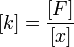 [k]=\frac{[F]}{[x]}