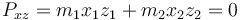 P_{xz}=m_1x_1z_1+m_2x_2z_2=0\,