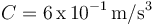 C=6\,\mathrm{x}\,10^{-1}\,\mathrm{m}/\mathrm{s}^{3}\,