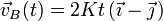 \vec{v}_B(t)=2Kt\!\ \big(\vec{\imath}- \vec{\jmath}\!\ \big)