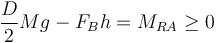 \frac{D}{2}Mg - F_Bh = M_{RA}\geq 0