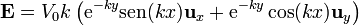 \mathbf{E} = V_0k\left(\mathrm{e}^{-ky}\mathrm{sen}(kx)\mathbf{u}_x+\mathrm{e}^{-ky}\cos(kx)\mathbf{u}_y\right)