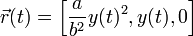 
  \vec{r}(t) = \Big[ \dfrac{a}{b^2}y(t)^2,y(t),0\Big]
