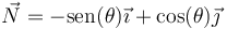 \vec{N}=-\mathrm{sen}(\theta)\vec{\imath}+\cos(\theta)\vec{\jmath}