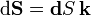 \mathrm{d}\mathbf{S}=\mathbf{d}S\!\ \mathbf{k}