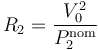 R_2 = \frac{V_0^2}{P_2^\mathrm{nom}}