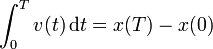 \int_0^T v(t)\,\mathrm{d}t = x(T)-x(0)