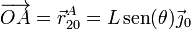 \overrightarrow{OA}=\vec{r}^A_{20}=L\,\mathrm{sen}(\theta)\vec{\jmath}_0