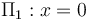 \displaystyle\Pi_1: x=0\;