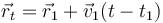 \vec{r}_t=\vec{r}_1 + \vec{v}_1(t-t_1)