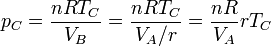 p_C = \frac{nRT_C}{V_B}= \frac{nRT_C}{V_A/r}= \frac{nR}{V_A}rT_C
