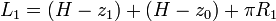 L_1 = (H-z_1) + (H-z_0)+\pi R_1\,
