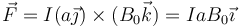 \vec{F}=I(a\vec{\jmath})\times(B_0\vec{k})=IaB_0\vec{\imath}