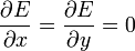 \frac{\partial{}E}{\partial{}x}=\frac{\partial{}E}{\partial{}y}=0