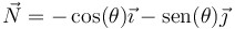 \vec{N}=-\cos(\theta)\vec{\imath}-\mathrm{sen}(\theta)\vec{\jmath}